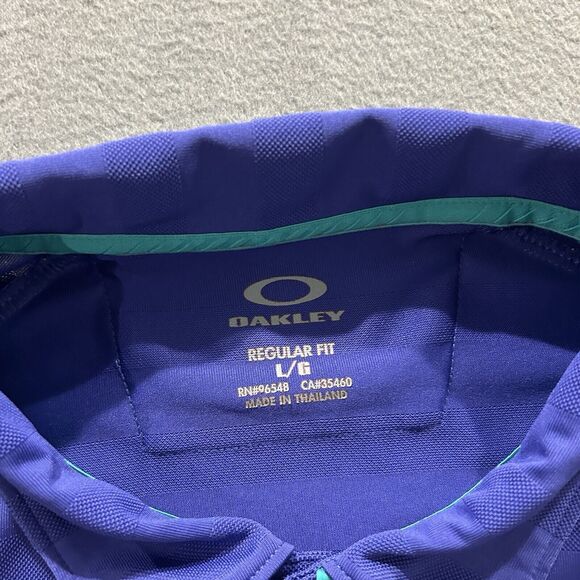 Oakley Shirt Mens Large Blue Green Center Logo Golf Polo Performance Hydrolix - Picture 9 of 12